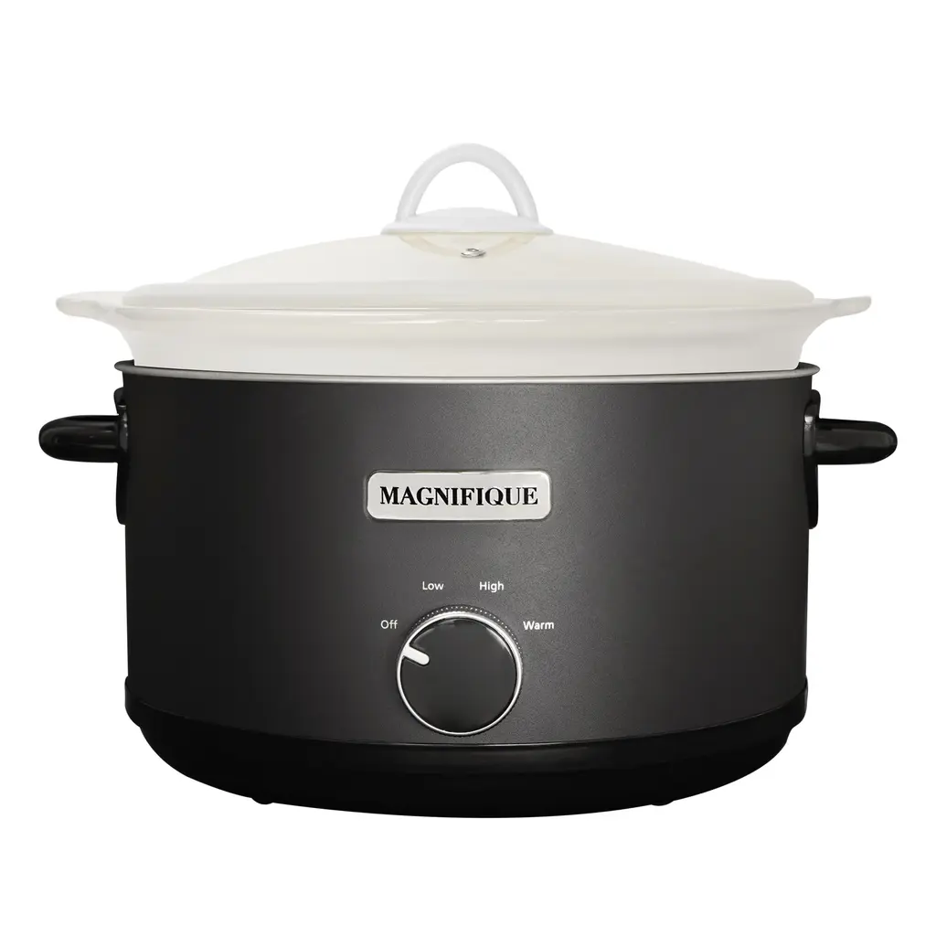 Magnifique 5 Quart Slow Cooker Round Manual Pot - 13 Inches ×11.8 Inches - White