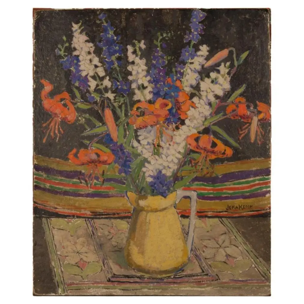 Jeka Kemp (Scottish, 1876–1966)    "No 6 Fleurs" Signed Still Life