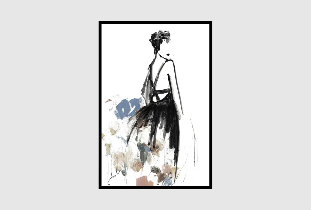 26x38 Fashion Floral I With Black Frame | Framed Art | Figurative | Print | Vertical