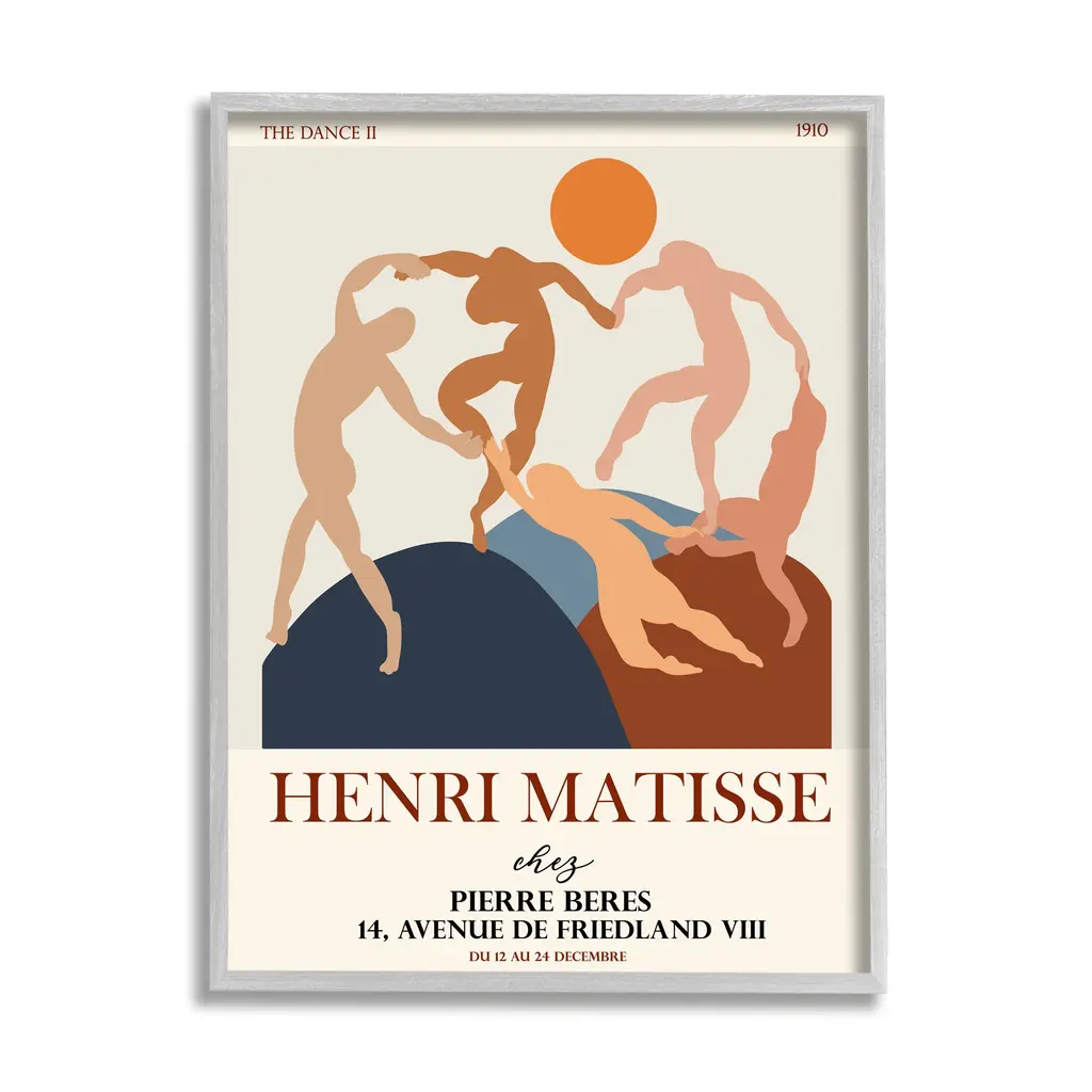 Stupell Matisse Dancing Circle Terracotta Abstract Layered Shapes Framed Wall Art - 11 X 14 - Grey