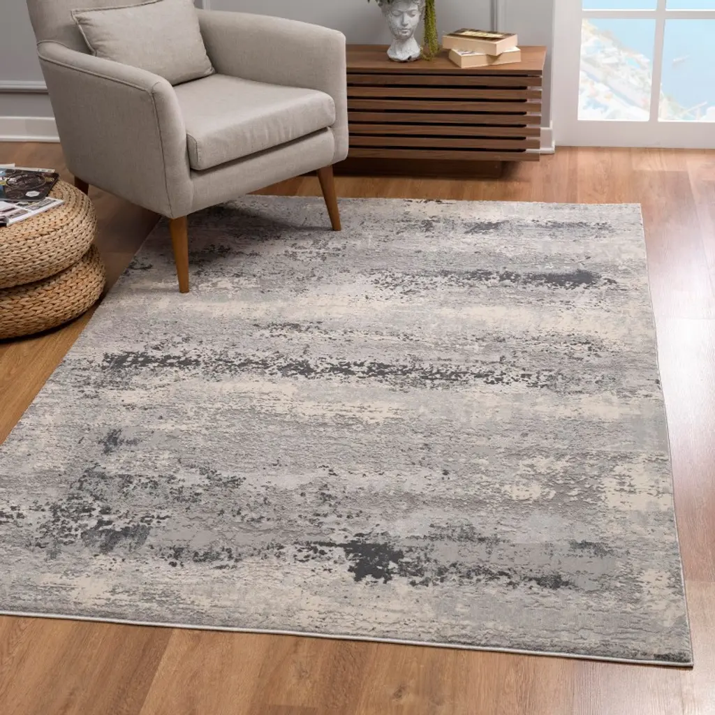 Rug Branch Vogue Contemporary Abstract Grey Beige Indoor Doormat Rug - 2' X 4'