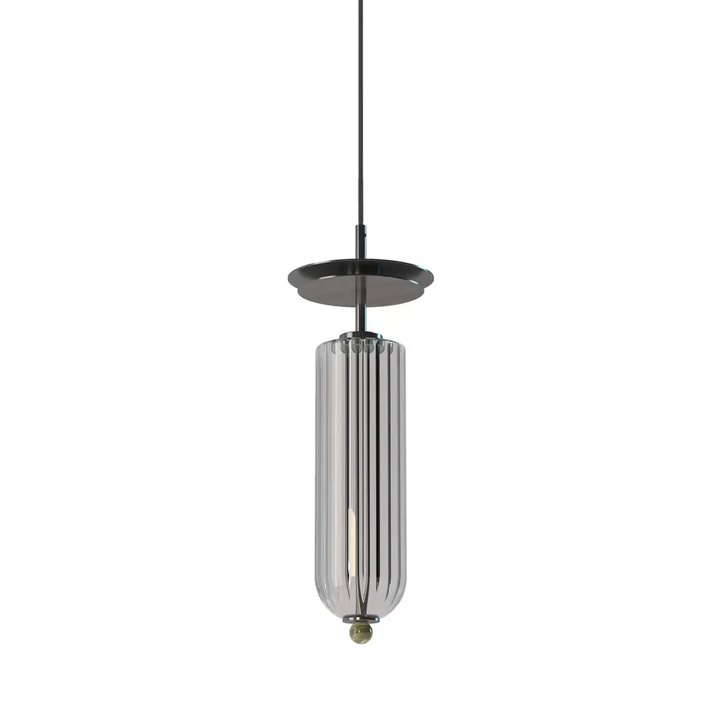 Dom Black Brass And Glass Pendant Lamp