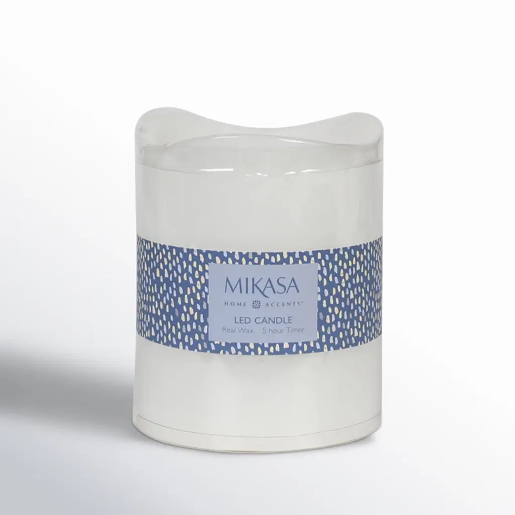 Mikasa Wavy Top Led Unscented Wax Flickering Led Pillar Candles
