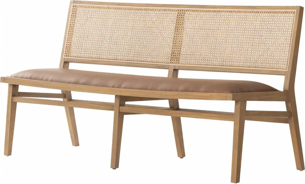 Louna Cane Dining/accent Bench, Butterscotch Leather