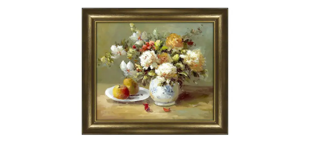 Flowers And Fruits Framed Canvas Wall Art