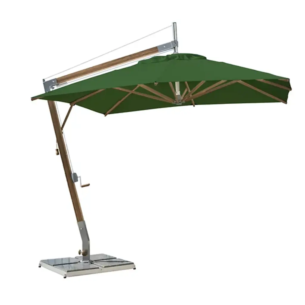 Sirocco Square Side Wind Bamboo Cantilever Umbrella With Base