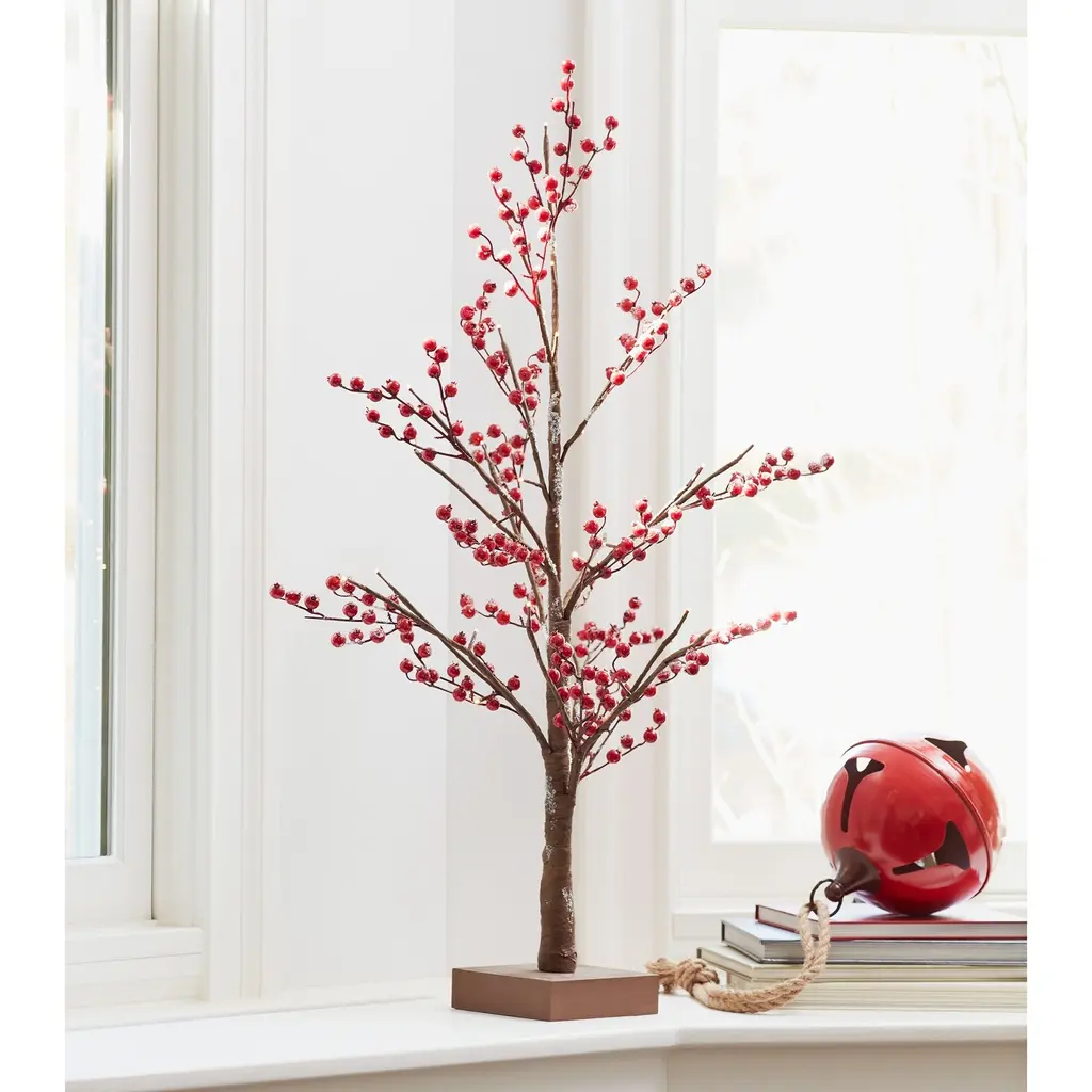 3' Led Lighted Berry Tabletop Christmas Tree - 3-To-6-Feet - Red - 3 Foot