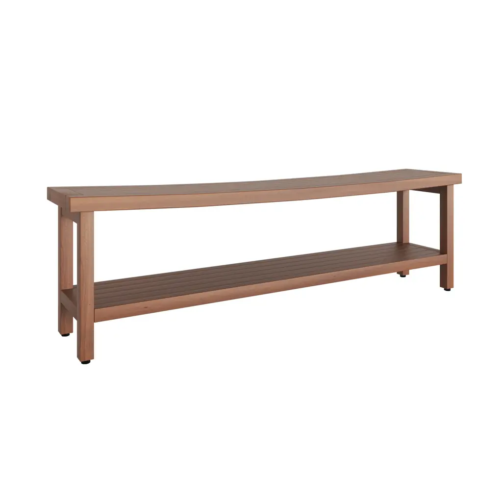 Patented Sumba Teak Shower Bench With Shelf - Teak Oil - 60" With Shelf
