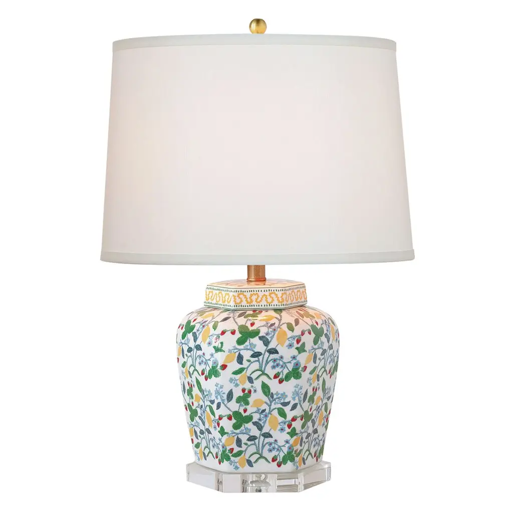 Crewel Summer Table Lamp, White
