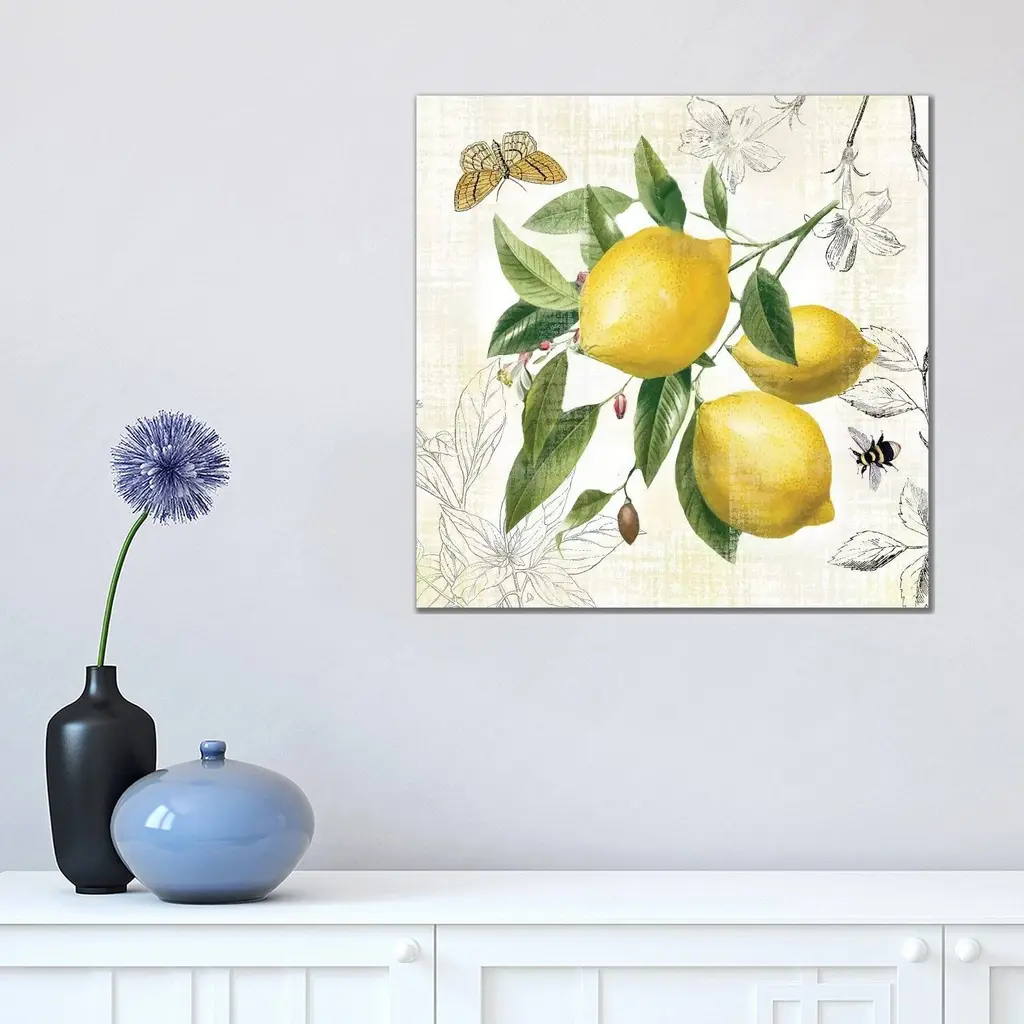 Icanvas "Linen Lemons Ii" By Nan Canvas Print - 26x26x1.5