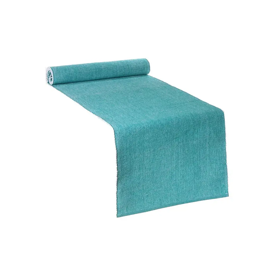 Chambray Ribbed Table Runner (Teal) - Set Of 2 - Green