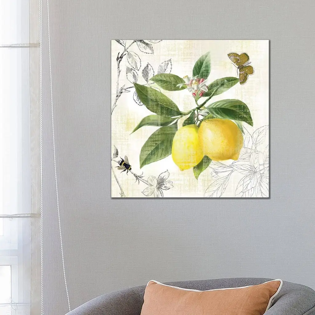 Icanvas "Linen Lemons I" By Nan Canvas Print - 12x12x1.5