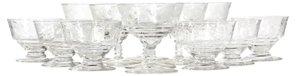 1950s Floral Etched Low Stems, S/13