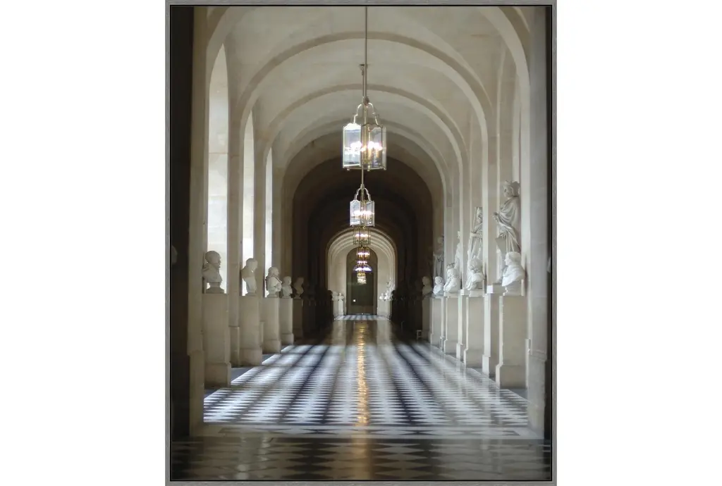 40"x50" Great Hall With Grey Frame | Vertical | Photography | Architecture | Framed Canvas Art