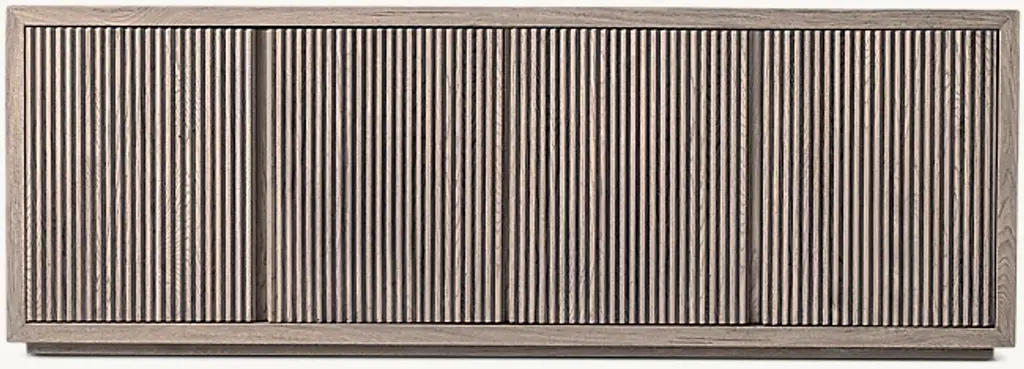 Reclaimed Oak Reeded 4-Door Media Console