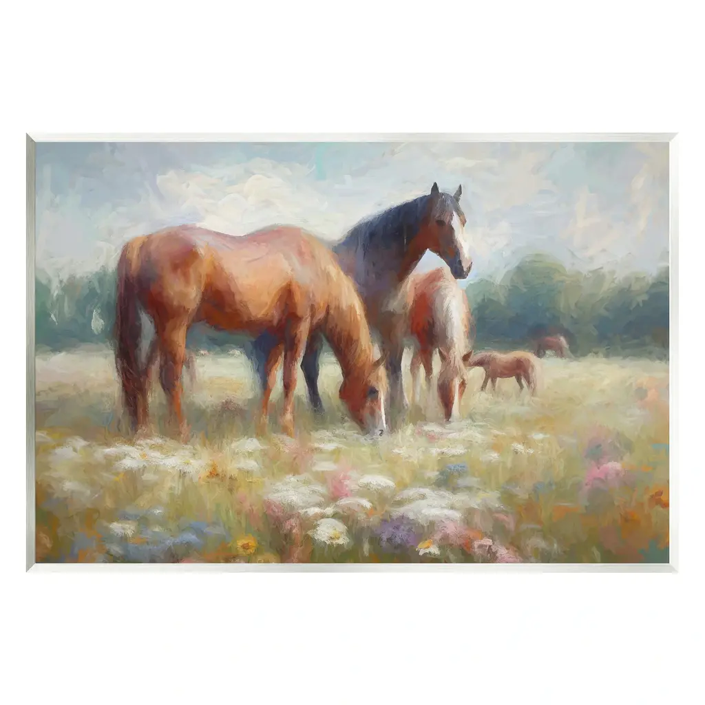Stupell Horse Family In Meadow Wall Plaque Art Design By Ramona Murdock - 15 X 10