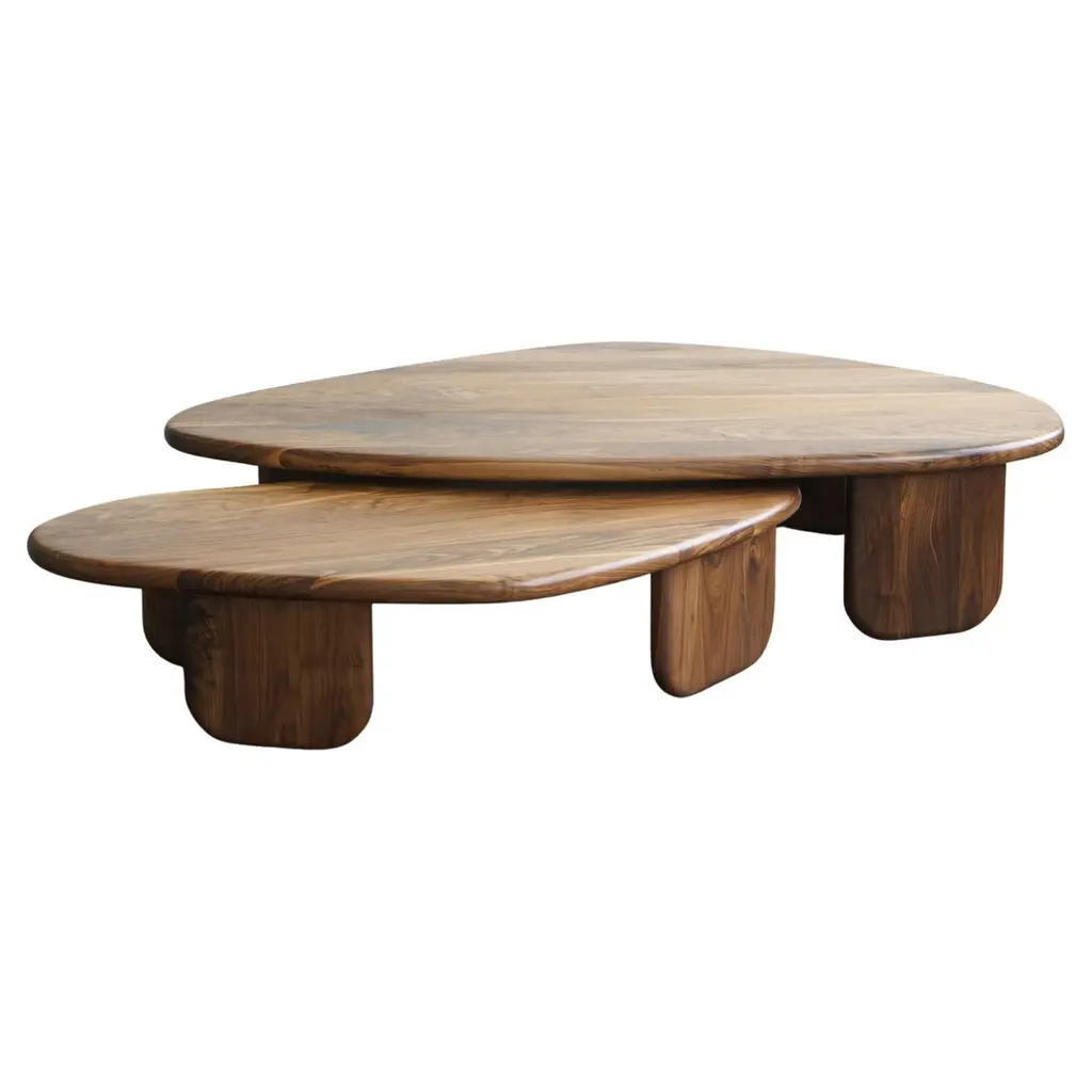 "Organic 3" Modern Nesting Coffee Tables By Last Workshop, Walnut