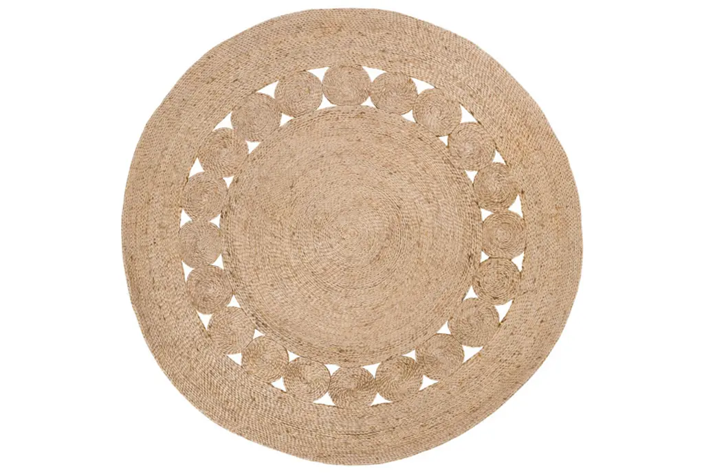 3' Round Rug-Handwoven Jute Fiber Medallion Wheat | Low Pile | Eco-Friendly | Solid By Surya