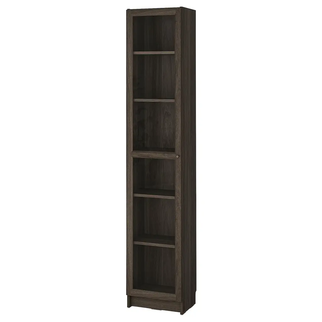 Billy / Oxberg Bookcase With Glass-Door - Dark Brown Oak Effect/clear Glass 15 3/4x11 3/4x79 1/2 "