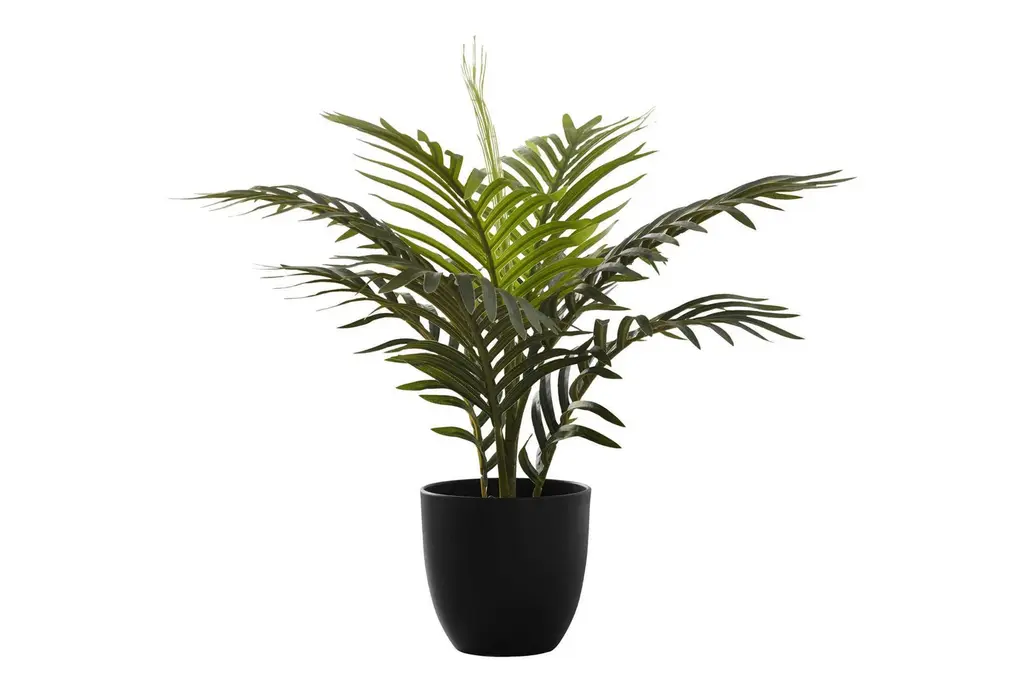 20" Green Plastic Artificial Palm In Black Pot