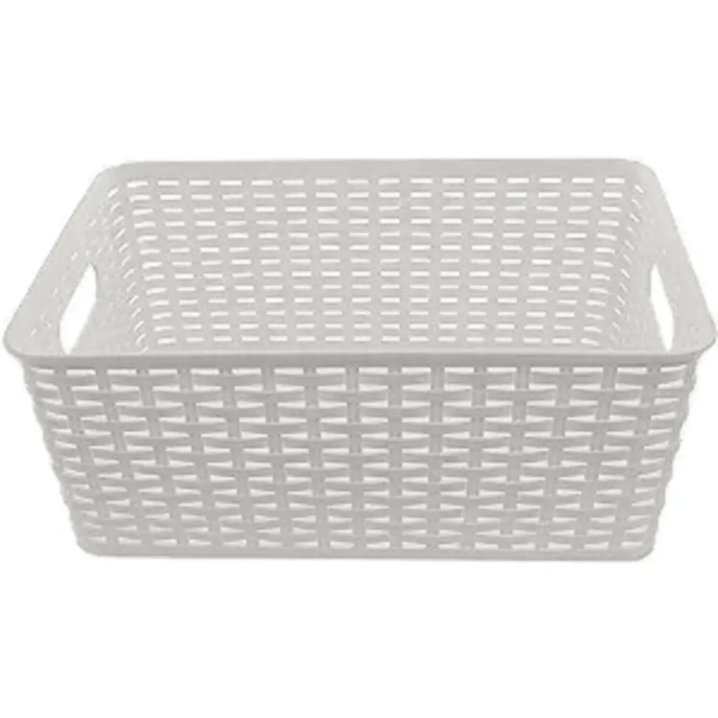 Ybm Home Plastic Rattan Storage Box Basket Organizer, Ba413 - Pack Of 1 - White