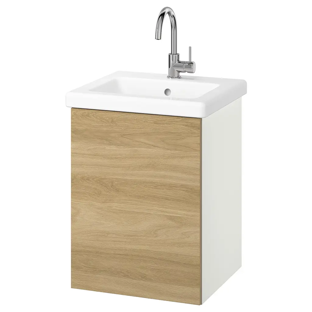 Enhet / Tvällen Bathroom Vanity W Door/sink/faucet - White/oak Effect 19 5/8x19 1/8x26 "