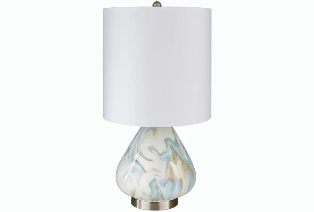 Table Lamp-Marbled Metal Ceramic | Round By Surya | Pedestal