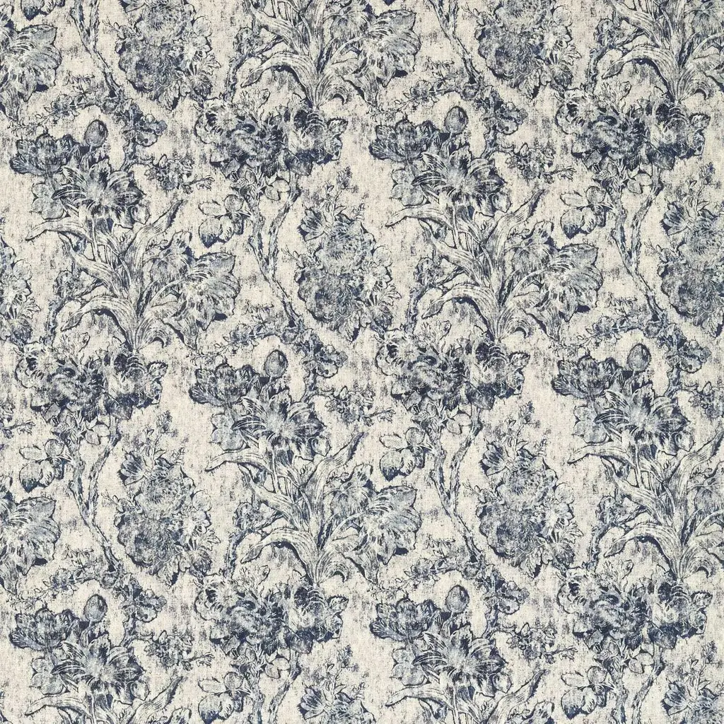 Sanderson Fringed Tulip Toile Fabric In Woad
