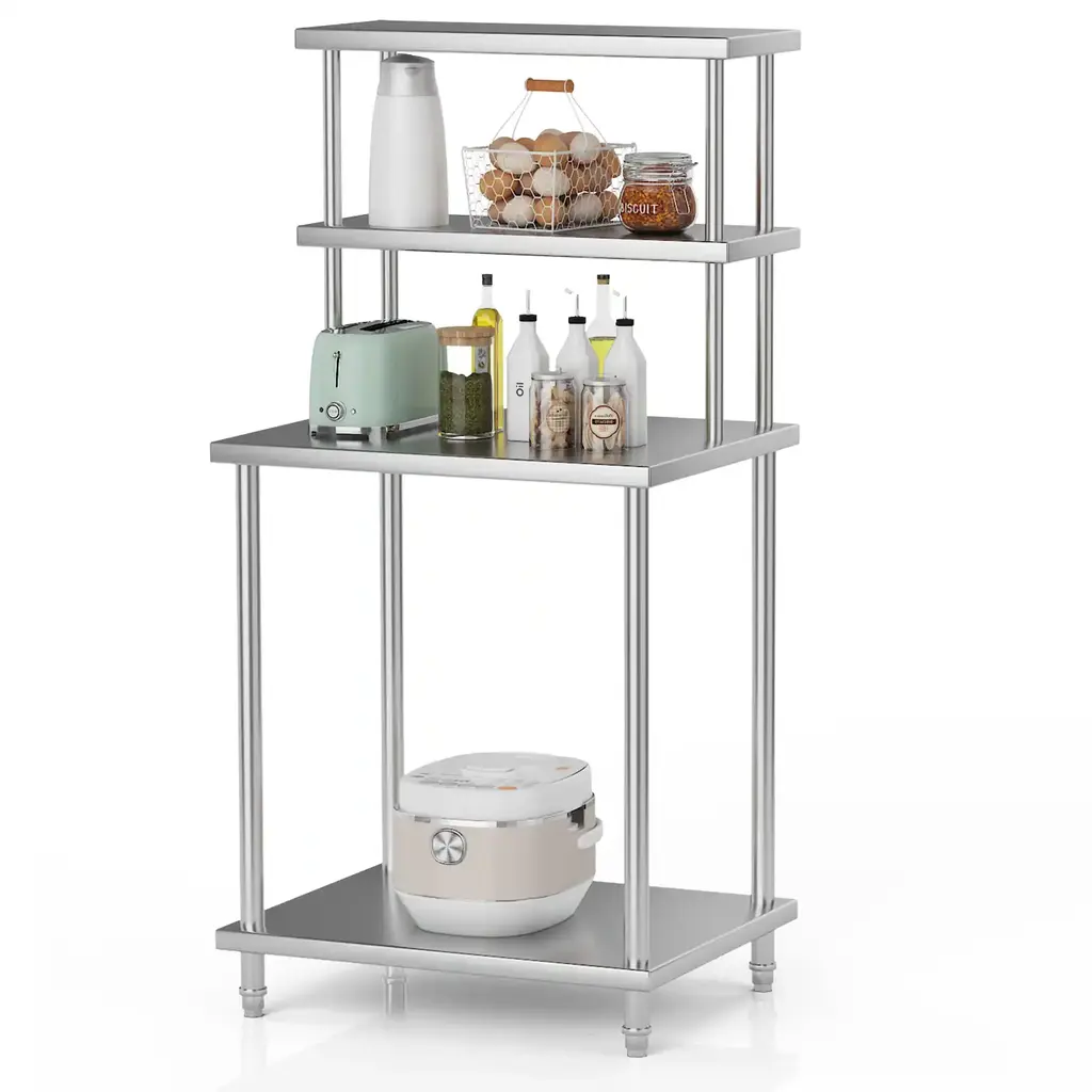 Stainless Steel Work Table With Overshelves - Silver 30x24