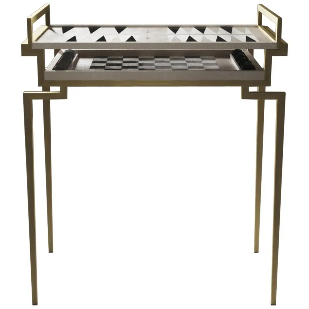 Shagreen Game Table With Bronze-Patina Brass Accents By R&y Augousti