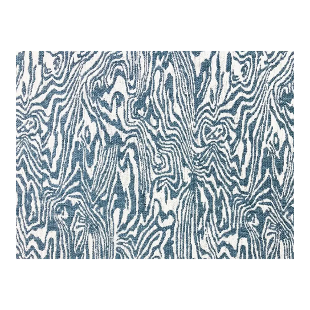 Designer Aqua Teal Blue Ivory Faux Bois Wood Grain Abstract Upholstery Fabric