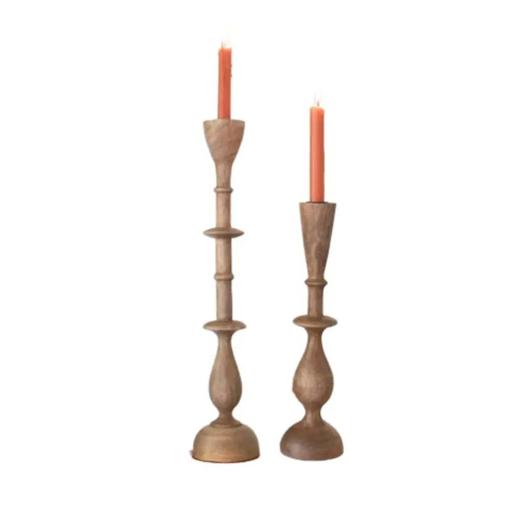 20'' H Wood Tabletop Candlestick