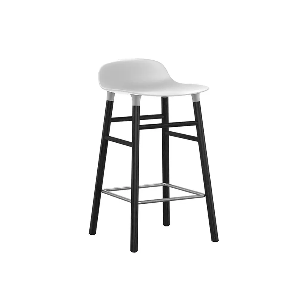 Form Bar Stool, 65 Cm, White - Black Oak