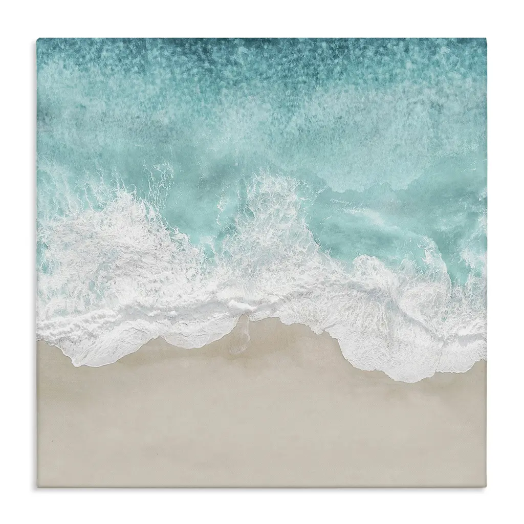 Stupell Sea Foam Sandy Beach Soft Blue Coast Canvas Wall Art - 17 X 17