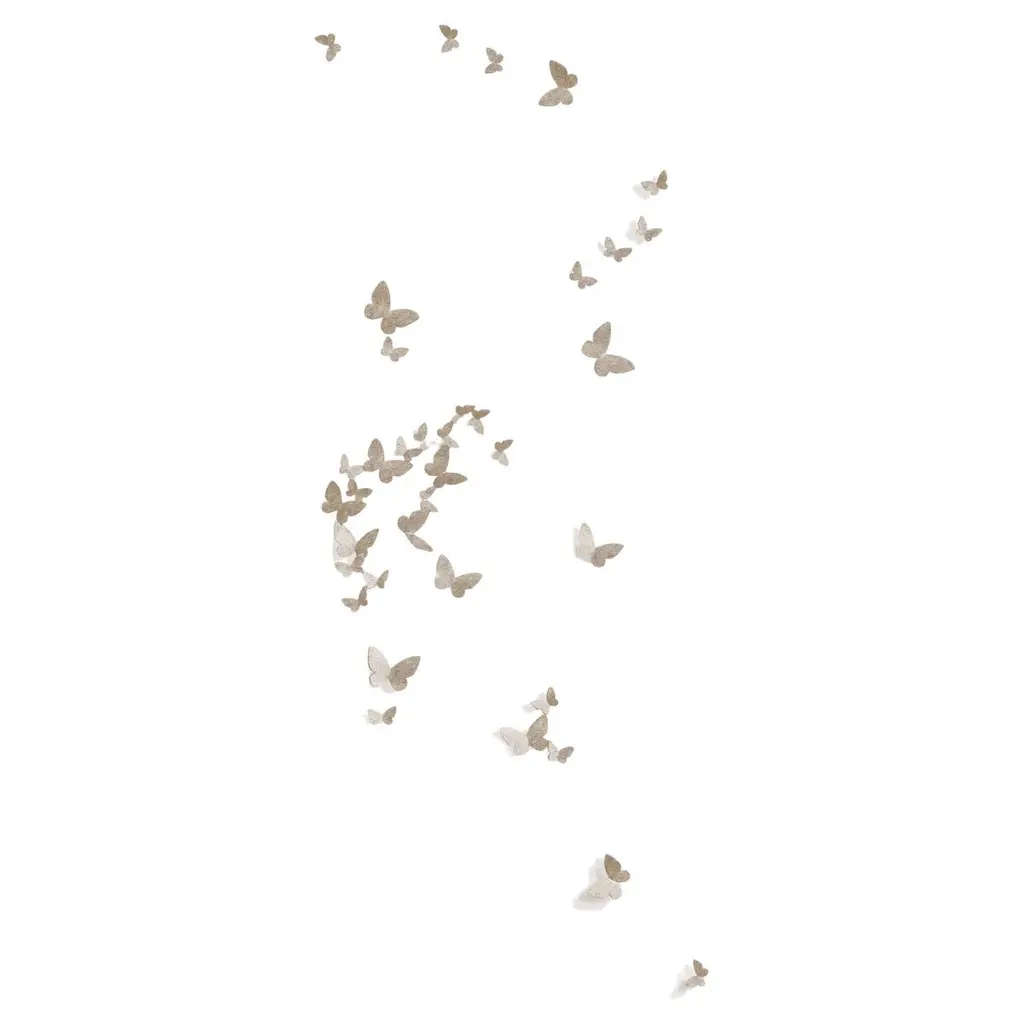 Butterfly Wall Sculpture, Vertical Flight Left, Aged Silver