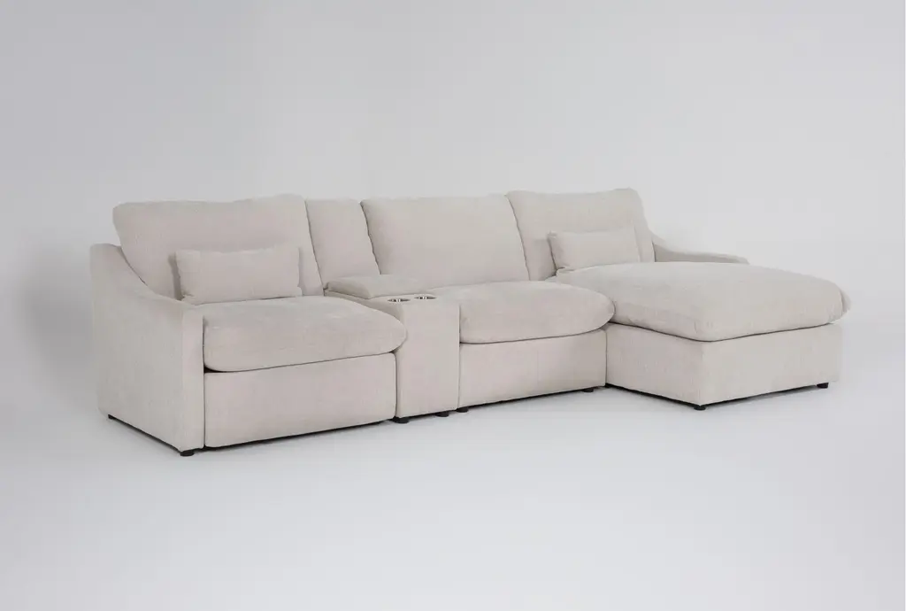Kennedy Cream 4 Piece Power Reclining Modular Sectional With Right Arm Facing Power Chaise