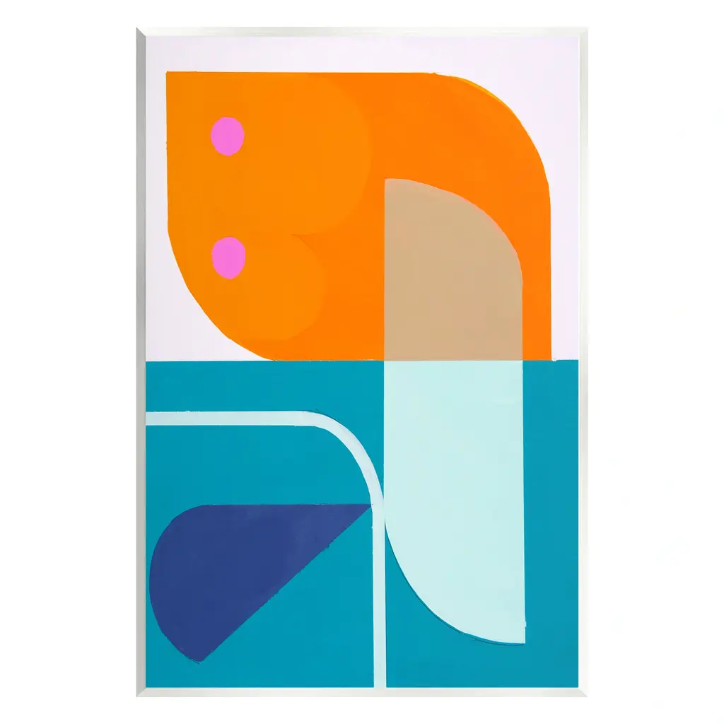 Stupell Orange & Blue Contemporary Wall Plaque Art Marion Griese - 13 X 19