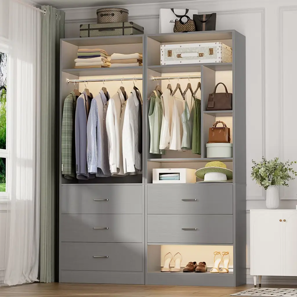Aheaplus 48" Closet System With 5 Wood Drawers