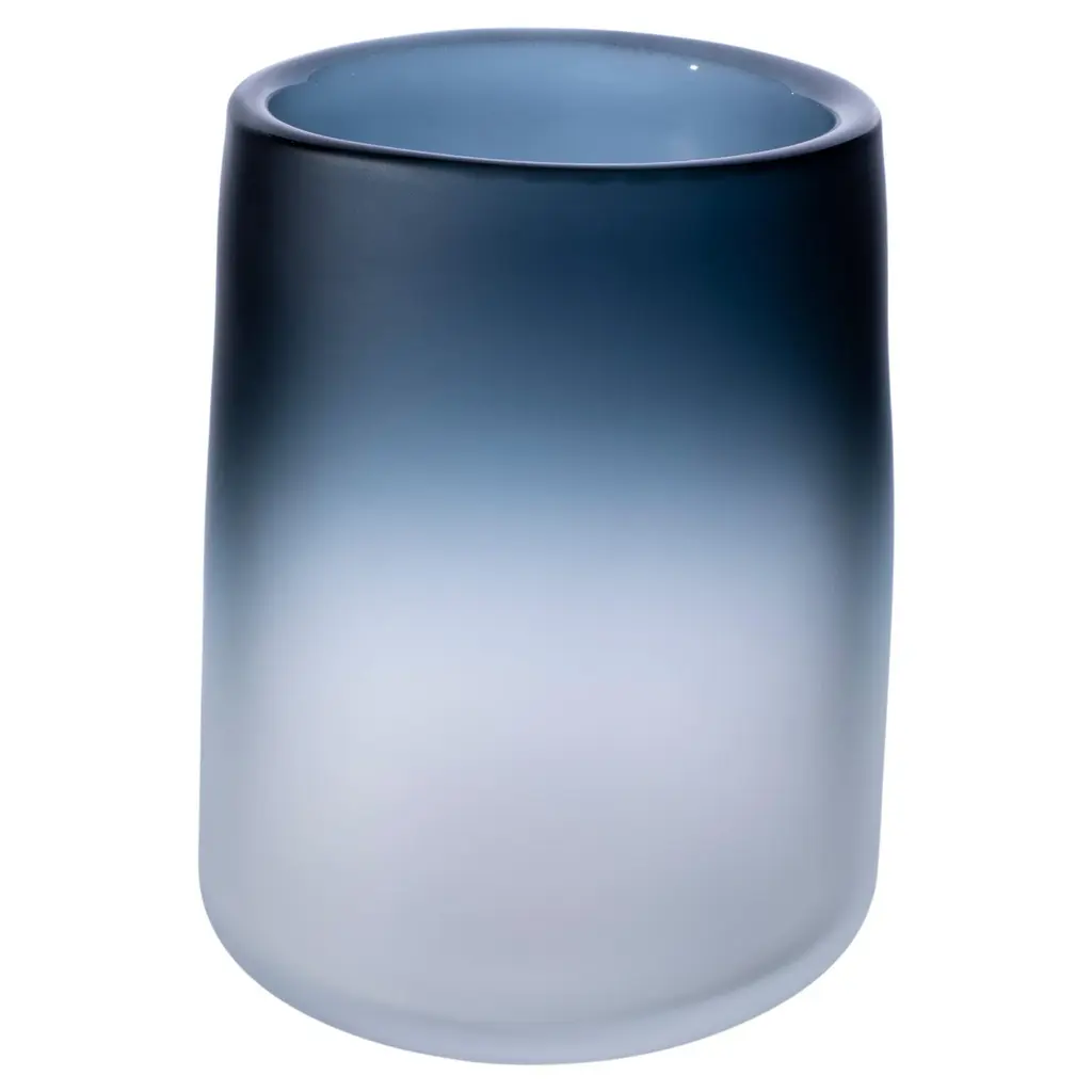 21st Century Federico Peri Cilindro Small Satin Vase Murano Glass Deep Blue