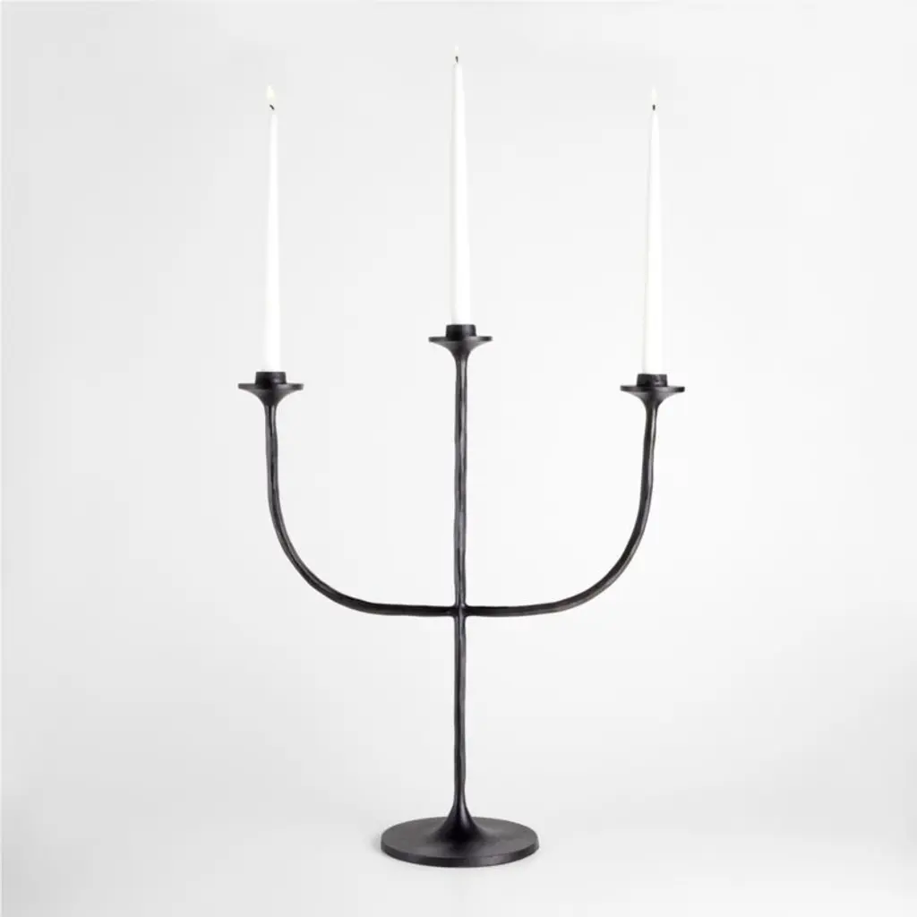 Maloy Black Metal Trident Candelabra