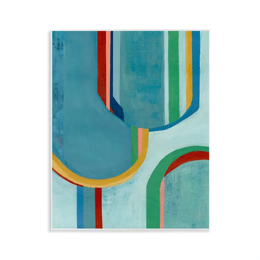 Stupell Blue Striped Arches Wall Plaque Art Design By Pippin Schupbach - 11 X 14