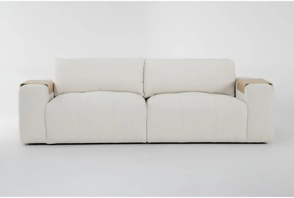 Amallo Ivory White Fabric 108" 2 Piece Sofa | Tufted