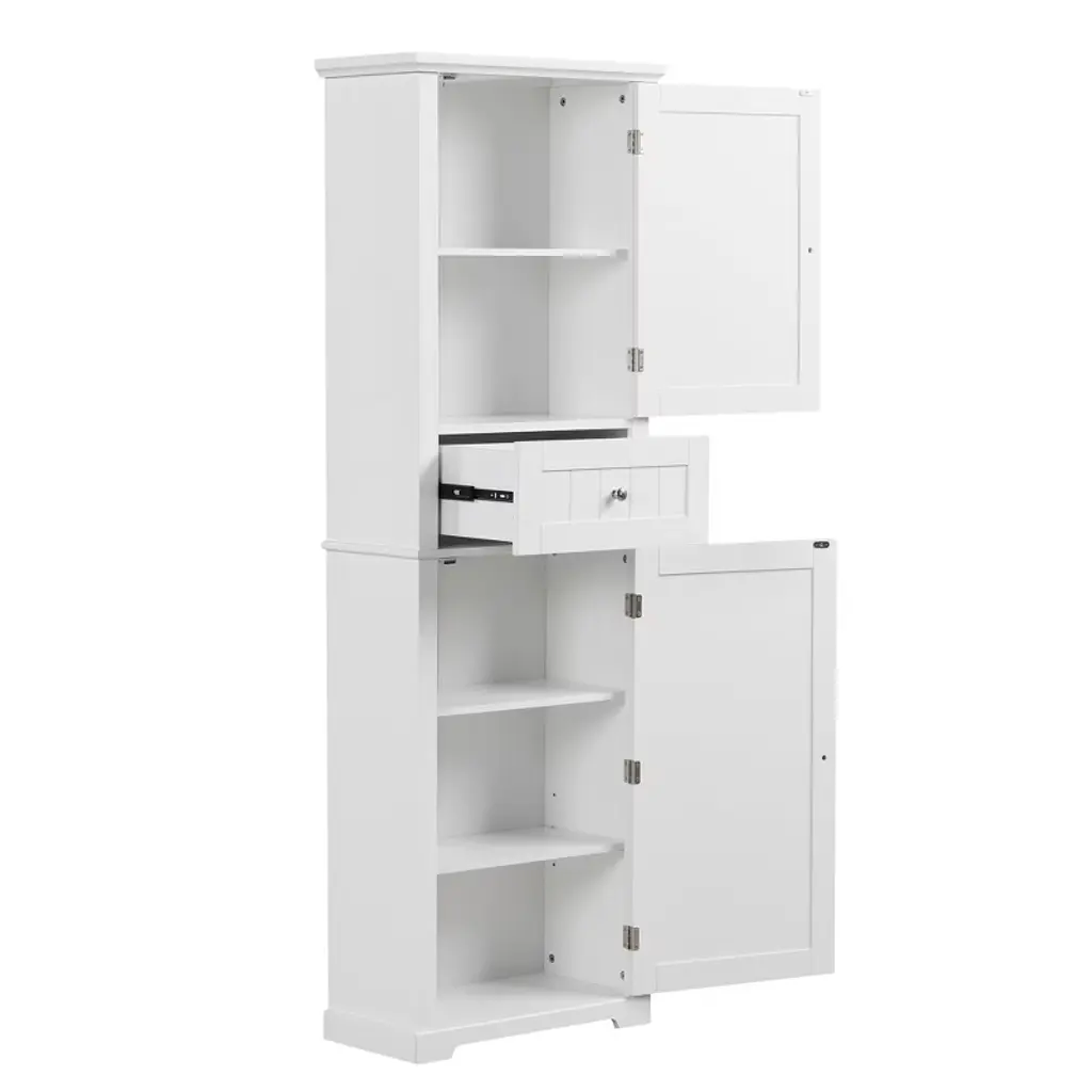 Rbied 22 In. W X 11 In. D X 67 In. H White Bathroom Storage Cabinet Linen Cabinet With Drawers And Adjustable Shelves