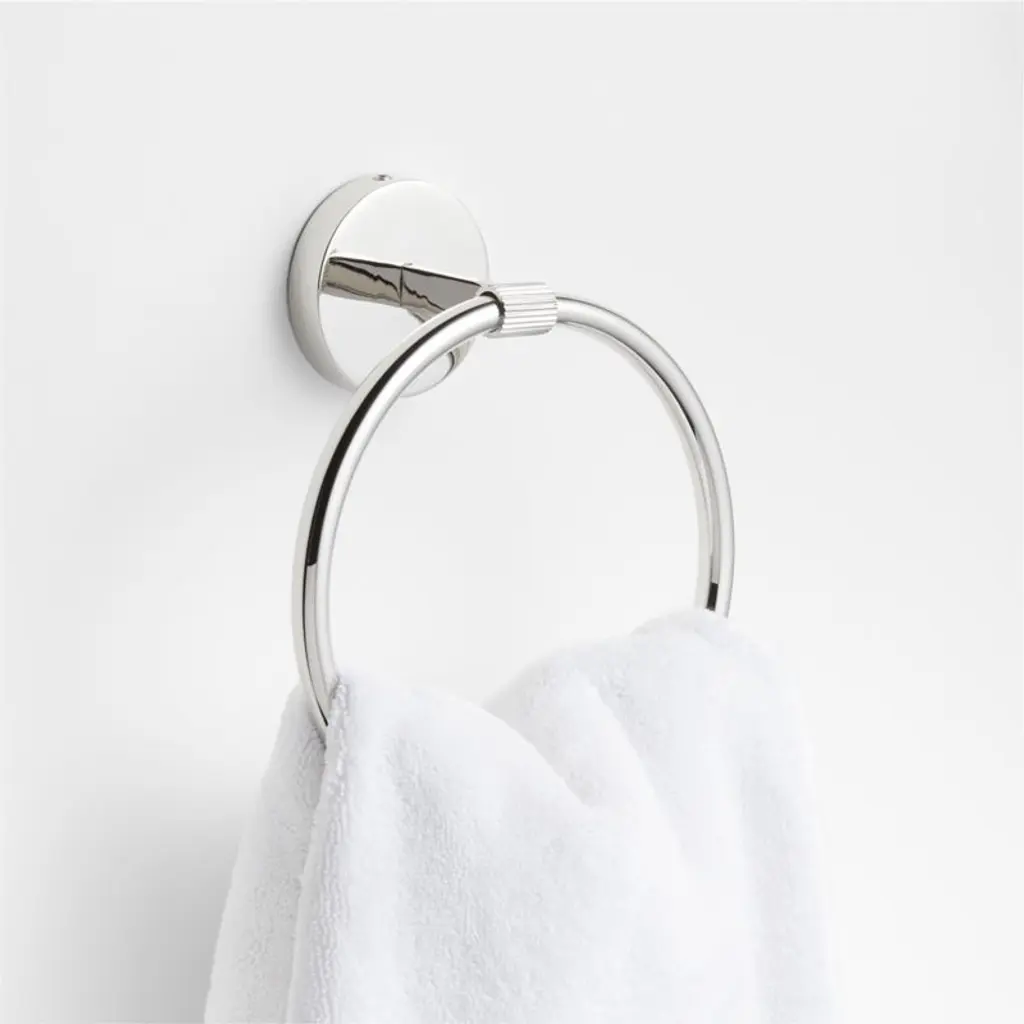 Modern Fluted Polished Chrome Bathroom Hand Towel Ring