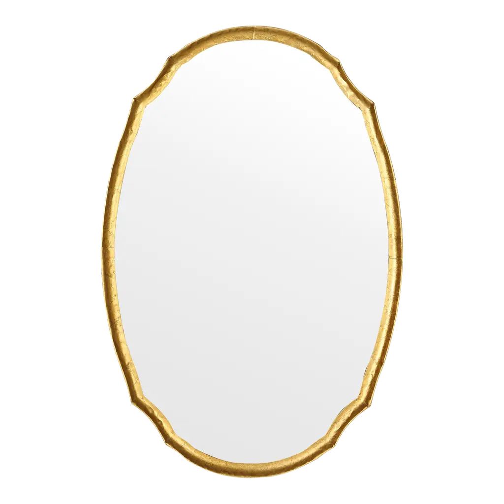 Gold Leafed Oval Scallopped Mirror