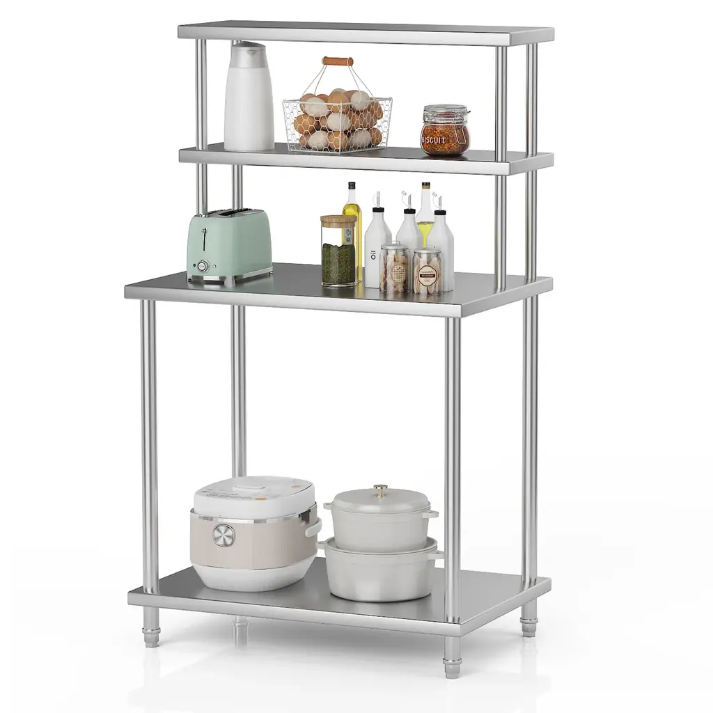Stainless Steel Work Table With Overshelves - Silver 36x24