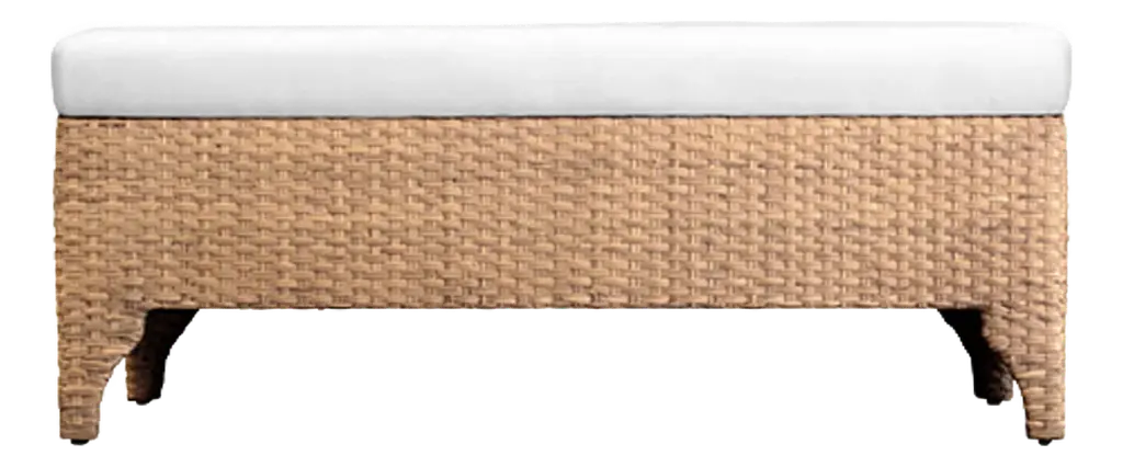 Matthew Izzo Home - Maldives Woven Water Hyacinth And White Performance Linen Bench