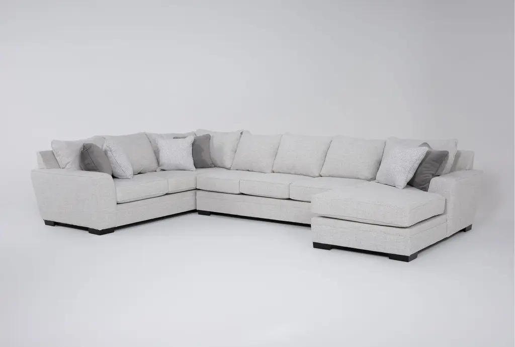 Delano Oyster Grey 3 Piece 163" Sectional | Right Arm Facing Chaise | Fabric