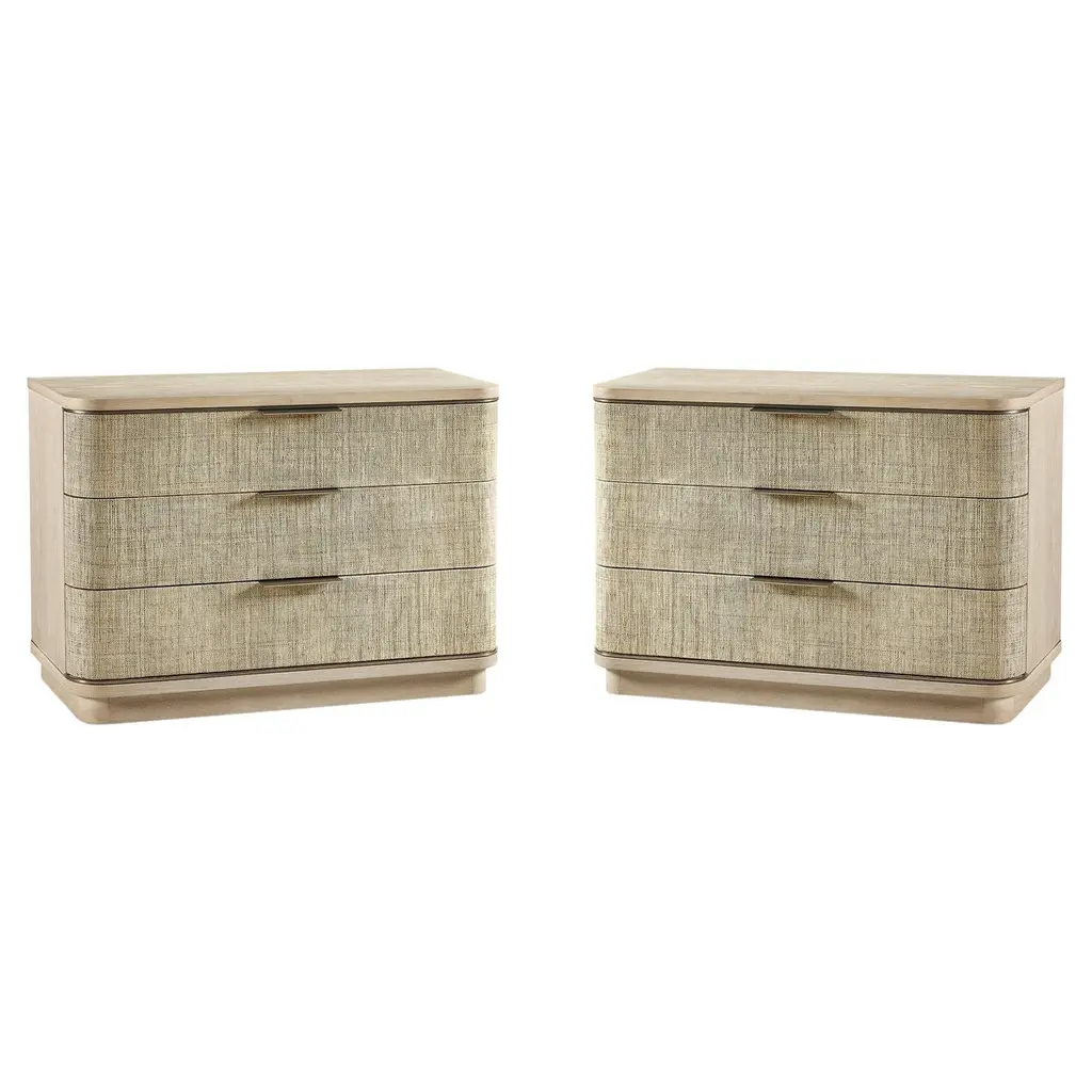 Pair Of Large Modern Woven Nightstands
