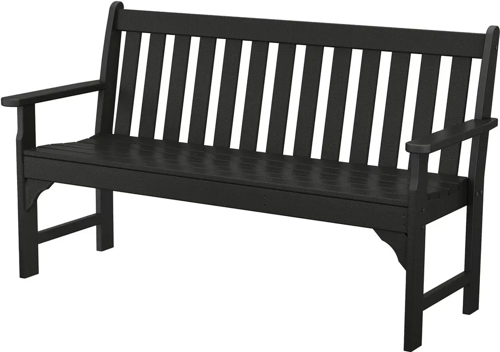 Vineyard Outdoor Bench, Black